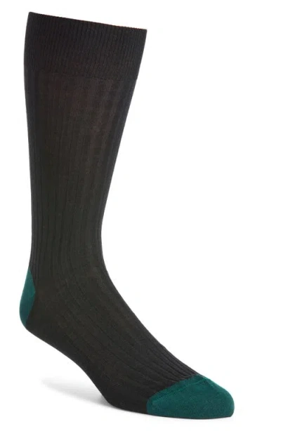 Pantherella Stratford Merino Wool Blend Dress Socks In Black