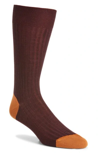 Pantherella Stratford Merino Wool Blend Dress Socks In Burgundy