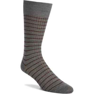 Pantherella Worthington Stripe Merino Wool Blend Dress Socks In Gray