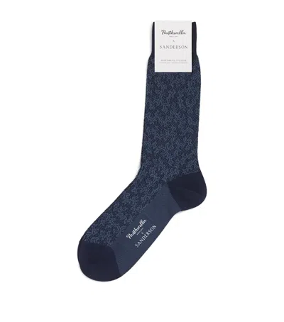 Pantherella X Sanderson Cotton-blend Socks In Blue