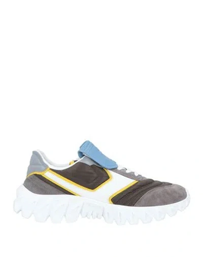 Pantofola D'oro Man Sneakers Grey Size 8 Soft Leather, Textile Fibers