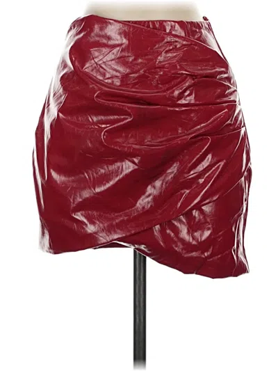 Pre-owned Pants Store Faux Leather Skirt In Burgundy