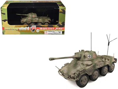 Panzerstahl Sd. Kfz. 234/2 "puma" Armored Vehicle "#415 Unidentified Unit France" (1944) German Army 1/72 Diecas In Green