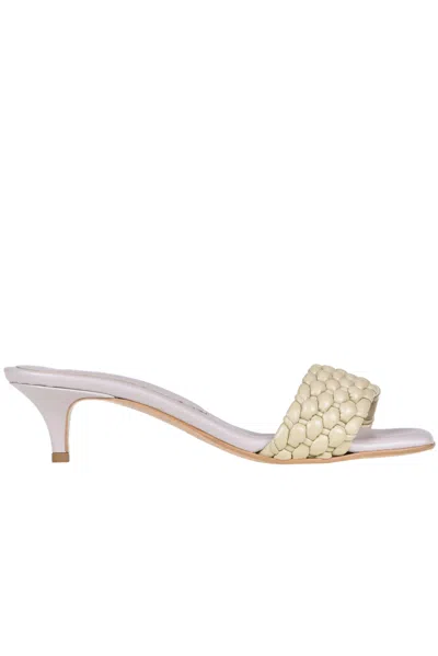 Pao Piano Zero Woven Leather Mules In Beige