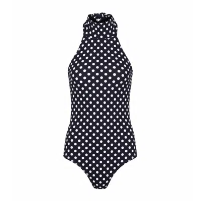 Paola Amador Women's Black Halter Polka Dots Swimsuit