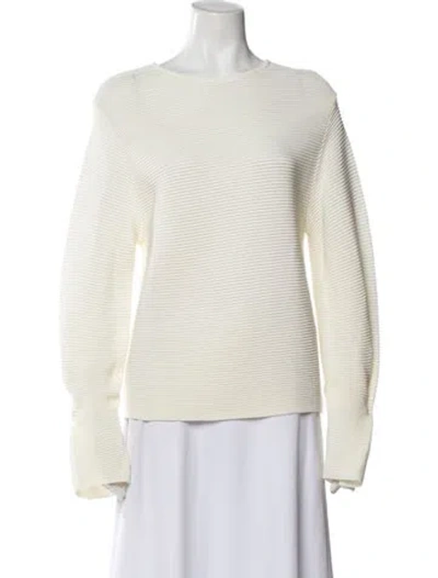 Pre-owned Paola Bernardi Crew Neck Long Sleeve Top W/ Tags In White