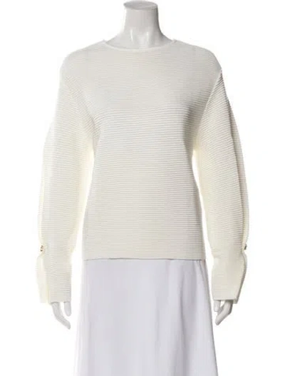 Pre-owned Paola Bernardi Crew Neck Long Sleeve Top W/ Tags In White