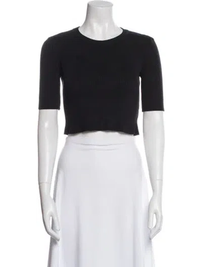 Pre-owned Paola Bernardi Crew Neck Short Sleeve Crop Top In Black