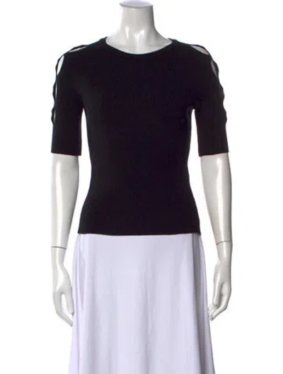 Pre-owned Paola Bernardi Crew Neck Short Sleeve Top In Black