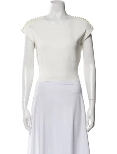 Pre-owned Paola Bernardi Crew Neck Short Sleeve Top W/ Tags In White