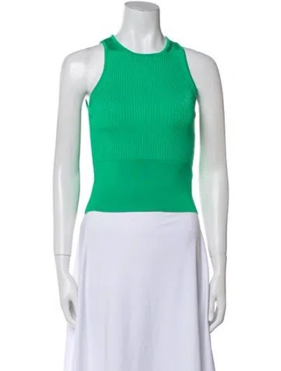 Pre-owned Paola Bernardi Crew Neck Sleeveless Crop Top W/ Tags In Green