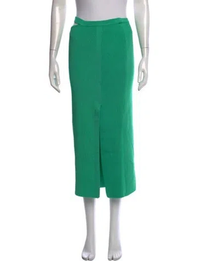 Pre-owned Paola Bernardi Cutout Accent Midi Length Skirt In Green