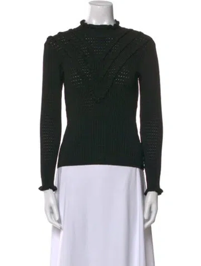 Pre-owned Paola Bernardi Mock Neck Long Sleeve Top In Multi