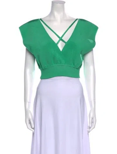 Pre-owned Paola Bernardi Plunge Neckline Sweater W/ Tags In Green