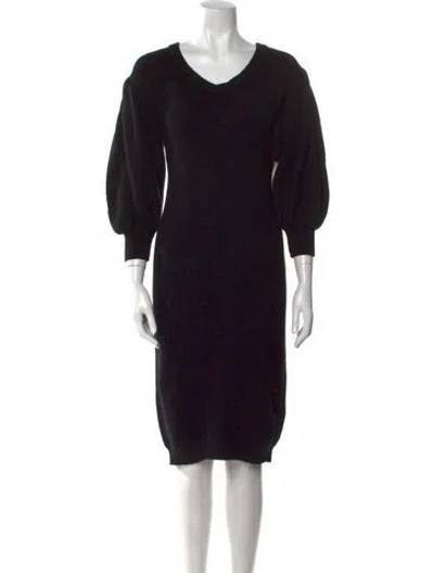 Pre-owned Paola Bernardi Scoop Neck Long Dress In Black
