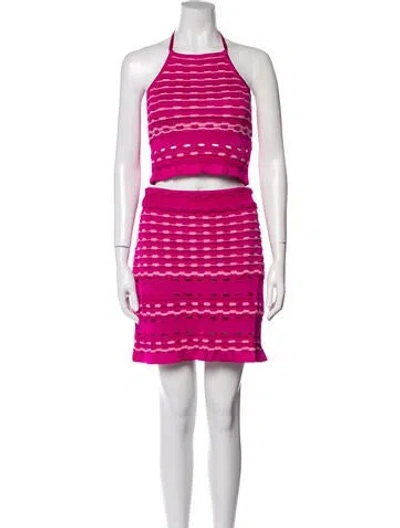 Pre-owned Paola Bernardi Silk Striped Skirt Set W/ Tags In Pink