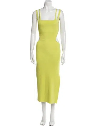 Pre-owned Paola Bernardi Square Neckline Long Dress In Green