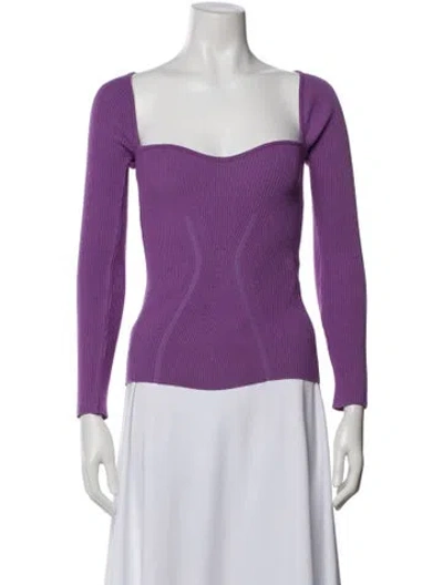 Pre-owned Paola Bernardi Square Neckline Long Sleeve Top In Purple