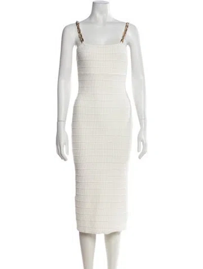 Pre-owned Paola Bernardi Square Neckline Midi Length Dress In Neutral