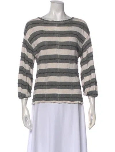 Pre-owned Paola Bernardi Striped Bateau Neckline Top In Gray