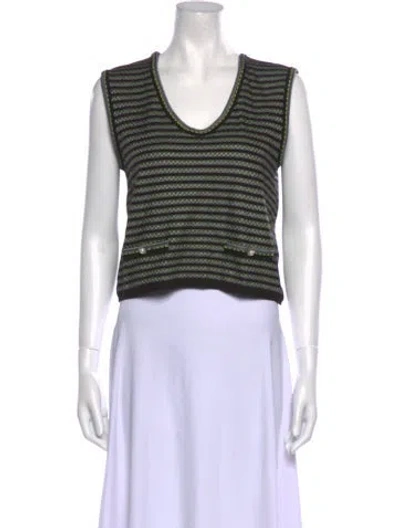 Pre-owned Paola Bernardi Striped V-neck Sweater W/ Tags In Black