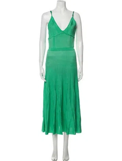 Pre-owned Paola Bernardi V-neck Long Dress In Green