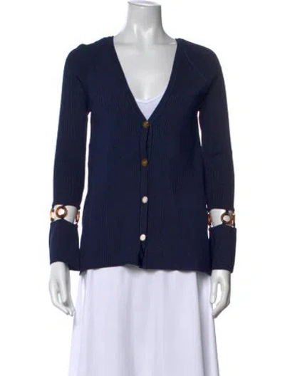 Pre-owned Paola Bernardi V-neck Long Sleeve Top W/ Tags In Blue