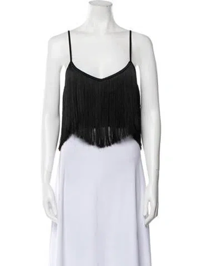 Pre-owned Paola Bernardi V-neck Sleeveless Crop Top In Black