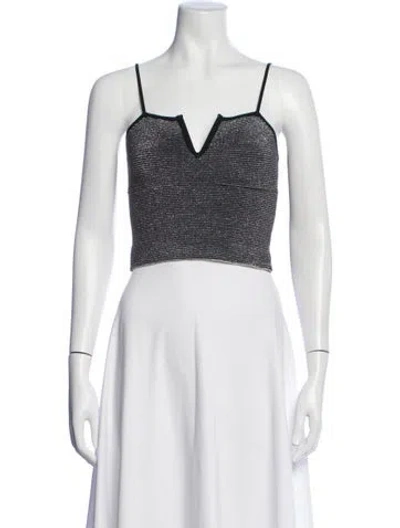 Pre-owned Paola Bernardi V-neck Sleeveless Crop Top In Blue