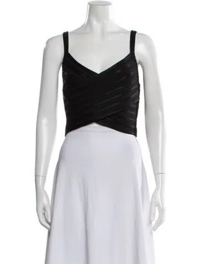 Pre-owned Paola Bernardi V-neck Sleeveless Crop Top In Multi