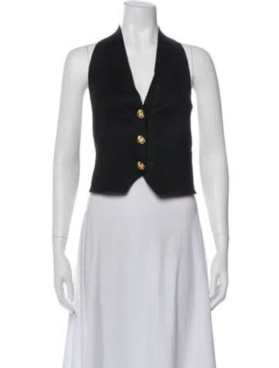 Pre-owned Paola Bernardi V-neck Sleeveless Top In Black