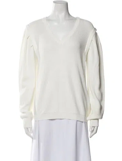 Pre-owned Paola Bernardi V-neck Sweater W/ Tags In White
