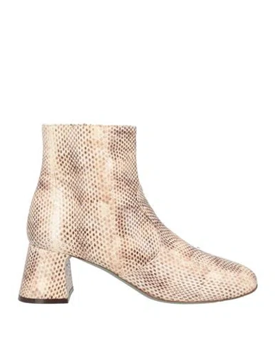 Paola D'arcano Woman Ankle Boots Beige Size 9 Leather