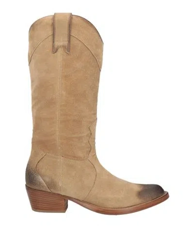 Paola D'arcano Woman Boot Beige Size 7 Leather In Brown