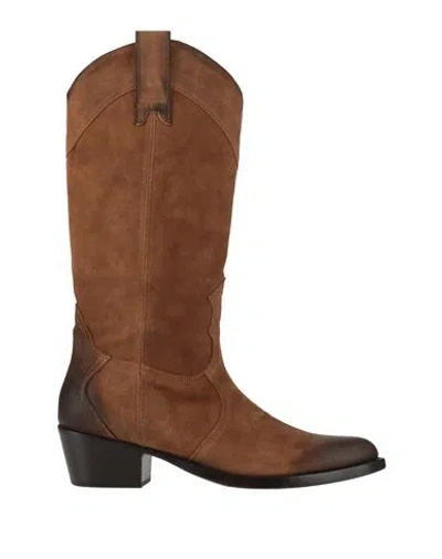 Paola D'arcano Woman Boot Camel Size 6 Leather In Beige