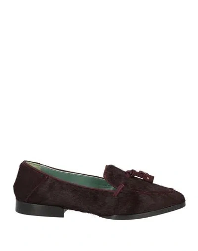 Paola D'arcano Woman Loafers Plum Size 7 Leather In Purple