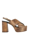 Paola D'arcano Woman Sandals Sand Size 7 Leather In Beige