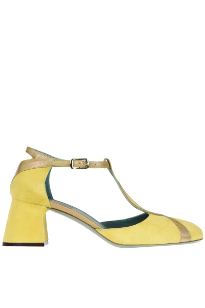 Paola D'arcano Suede And Leather Pumps In Yellow
