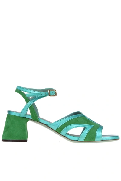 Paola D'arcano Suede And Leather Sandals In Green