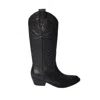 Paola D'arcano Leather Embroidered Boots In Black