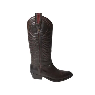 PAOLA D'ARCANO DARK BROWN LEATHER OHIO COWBOY BOOTS