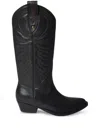 Paola D'arcano Leather Embroidered Boots In Black