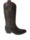 Paola D'arcano Dark Brown Leather Ohio Cowboy Boots In Brown