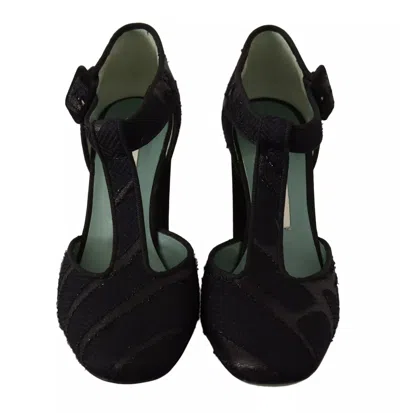Pre-owned Paola D'arcano Suede Leather Block Heels Sandals Women's Shoes () In Black