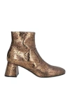 Paola D'arcano Woman Ankle Boots Bronze Size 7 Leather In Metallic
