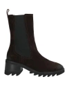 Paola D'arcano Woman Ankle Boots Dark Brown Size 8 Leather In Brown