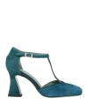 Paola D'arcano Woman Pumps Deep Teal Size 6 Leather