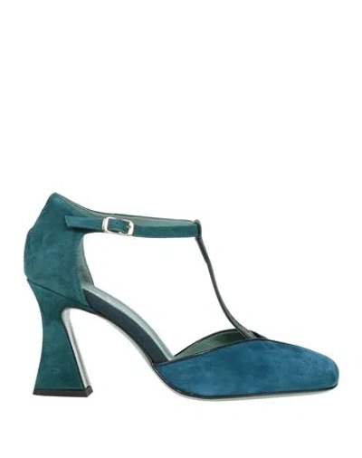 Paola D'arcano Woman Pumps Deep Teal Size 6 Leather