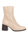 Paola Ferri Woman Ankle Boots Beige Size 10 Soft Leather In Beige