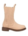 Paola Ferri Woman Ankle Boots Beige Size 11 Soft Leather In Beige